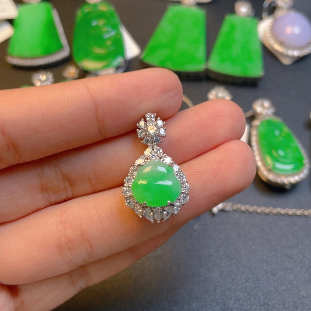 翡翠银S925镶嵌吊坠(不含链)