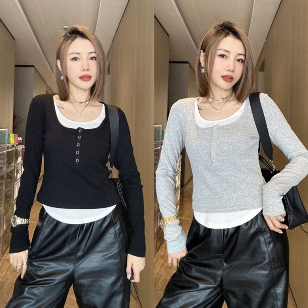 【CM】假两件拼色打底M4S1222