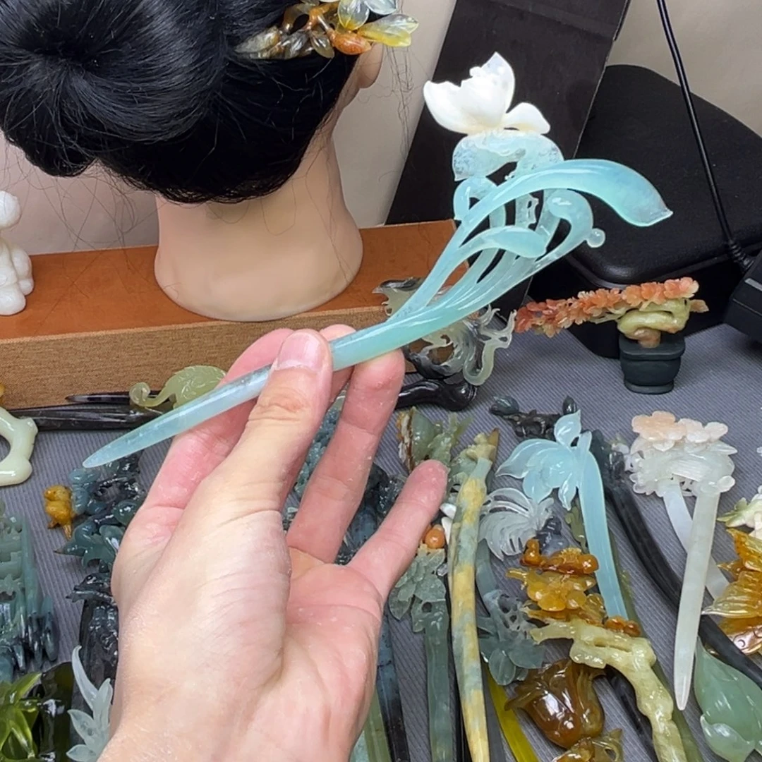 蛇纹石玉合金发饰