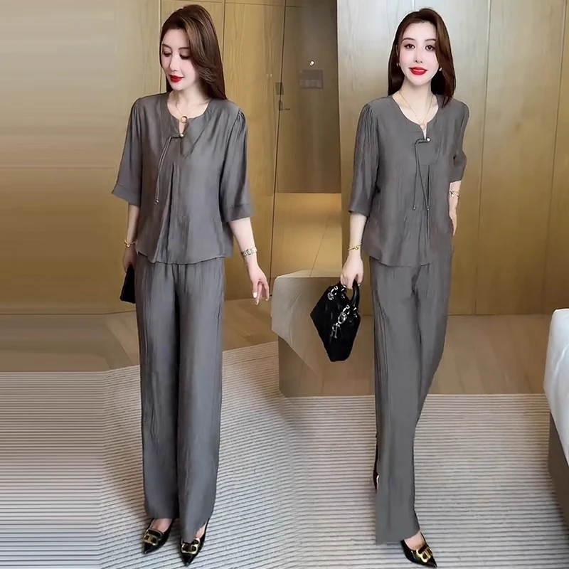 时尚套装女2025新款夏季爆款时髦洋气质妈妈轻奢高级感减龄两件套