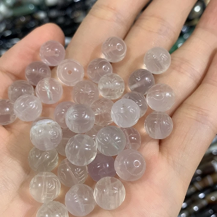 15颗10mm萤石雕刻六字箴言