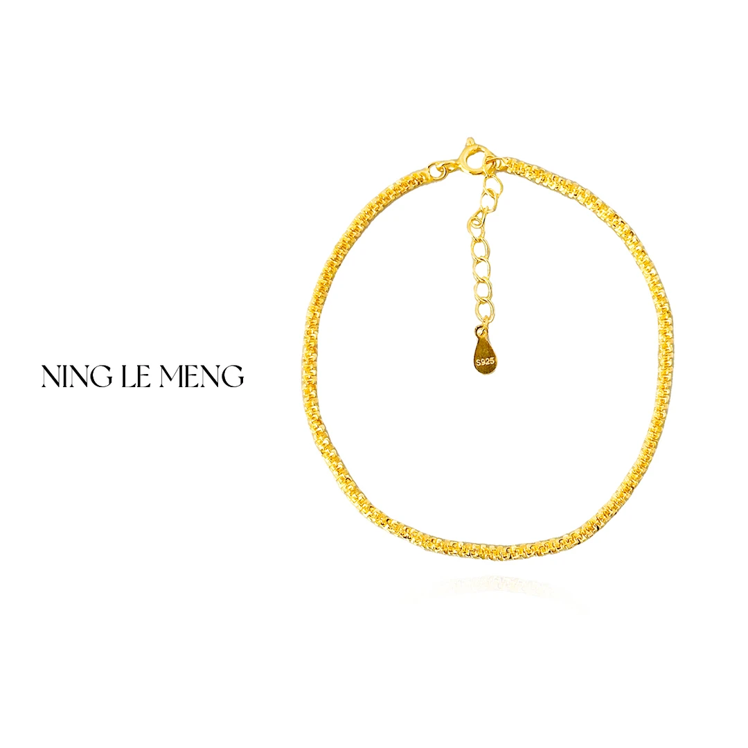 925银手链 时尚轻奢蹦迪波光粼粼纯银手链素链小众设计礼物