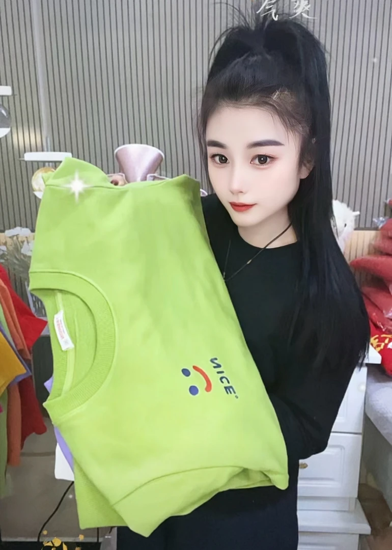 nice笑脸秋季新款笑脸纯棉白色卫衣宽松2025T恤半袖百搭时尚上衣