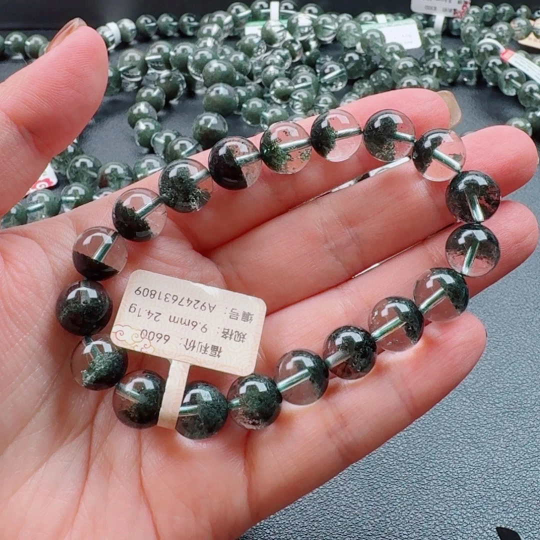 手链水晶未镶嵌绿幽灵无红皮9mm