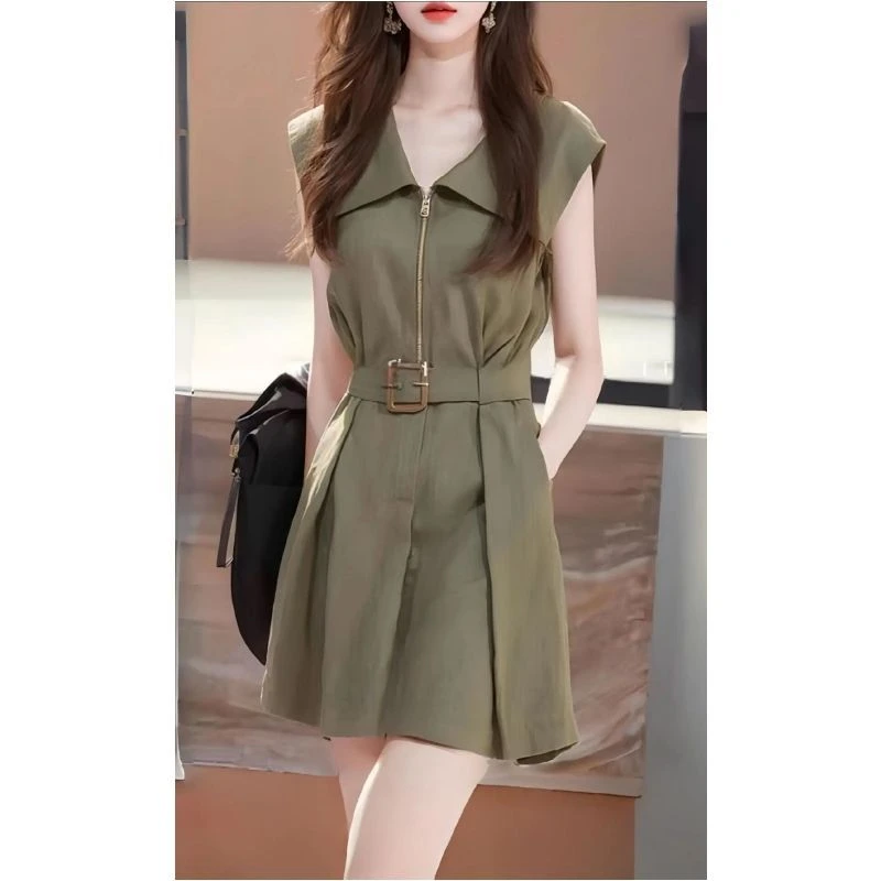 高级感显瘦气质款海军领收腰百搭连衣裙新款超好看时尚减龄a字裙