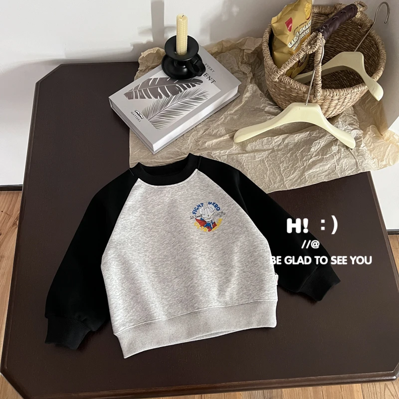 郝叔童品春季新款洋气百搭男童圆领卫衣2025时尚潮流韩版HZ5152