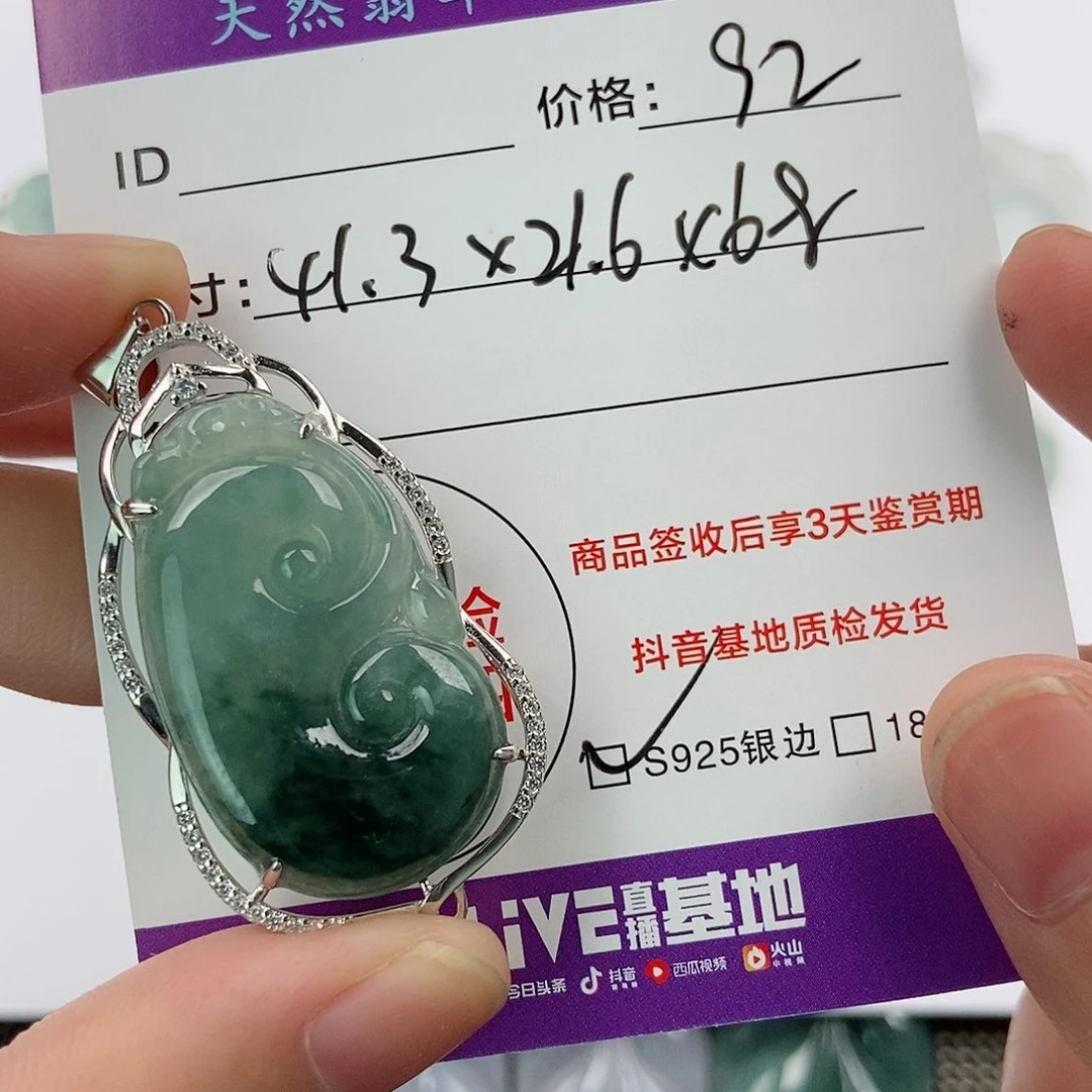 翡翠银S925镶嵌颈饰翡翠