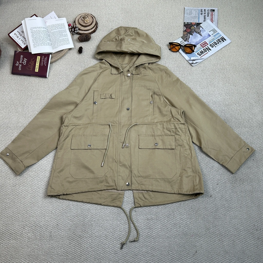 2025春季新款时尚百搭纯色连帽长袖外套9534