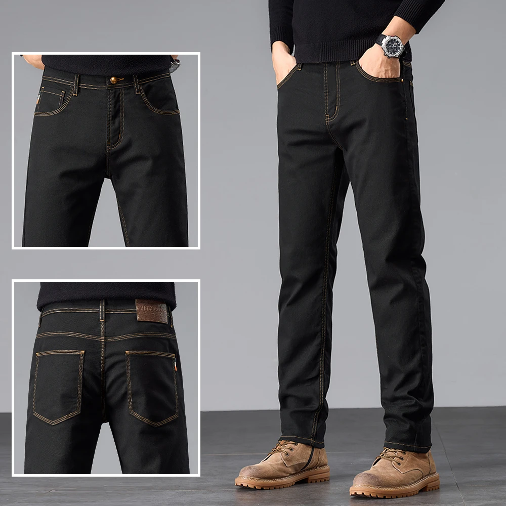 秋冬新款弹力牛仔裤男士新款潮流多色商务休闲修身直筒百搭长裤子