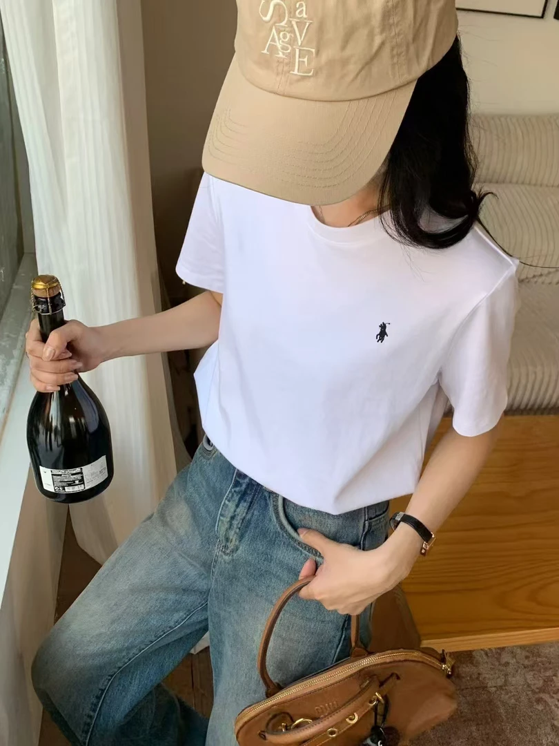 Meiky饼 经典百搭 简约休闲刺绣短袖T恤 3色