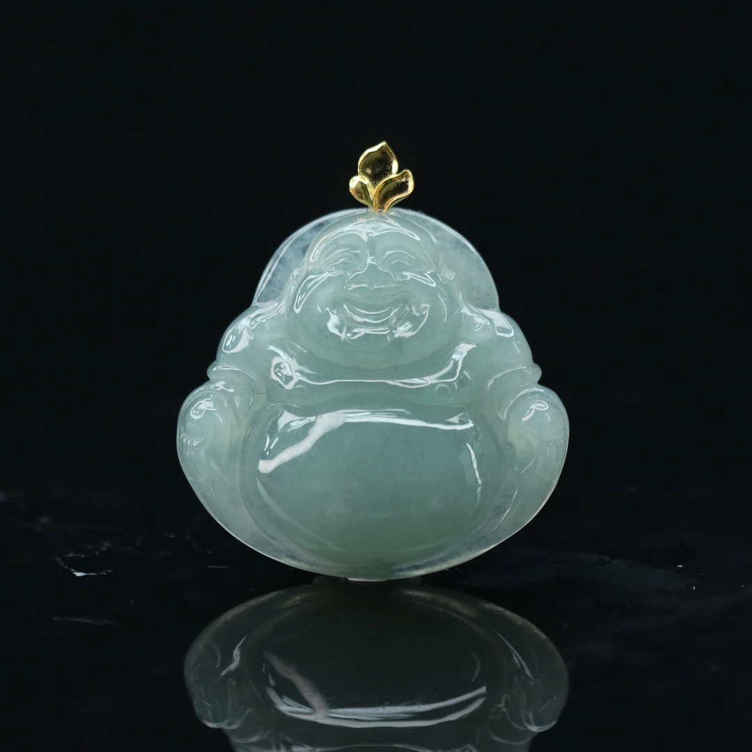 44天然缅甸翡翠A货18k佛公/200345/上海嘉禾拍卖