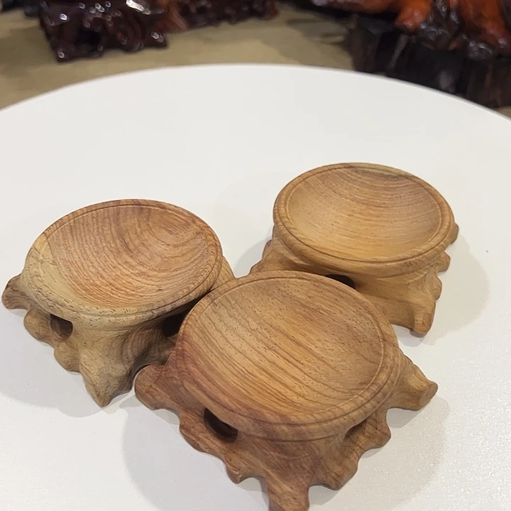 木十元三个花梨木水晶球葫芦底座