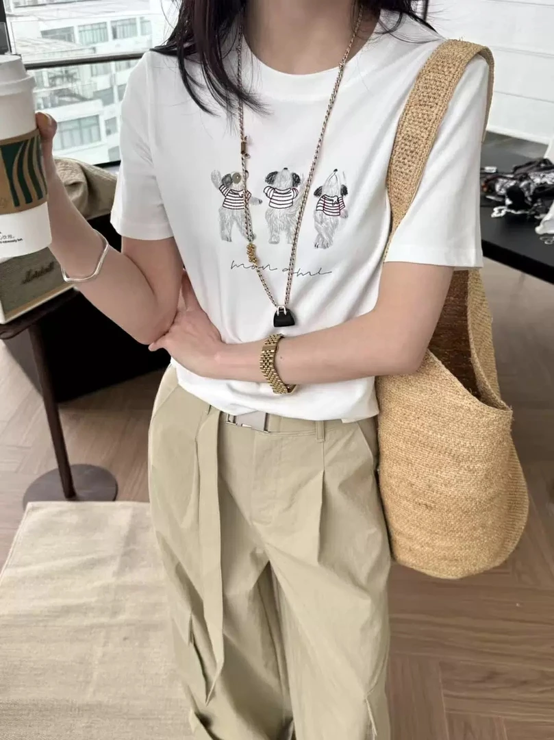 夏季休闲正肩圆领百搭卡通跳舞三只小熊印花T恤