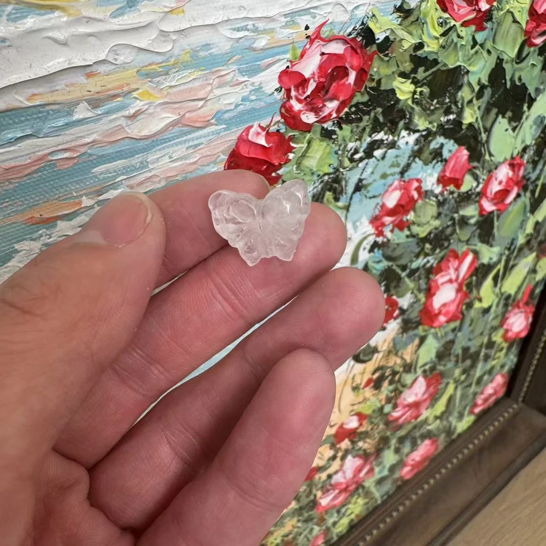 天然白水晶蝴蝶雕刻均微瑕多样性发其一 DK30