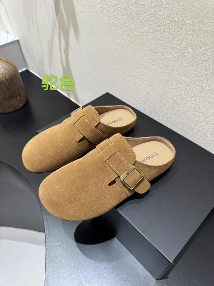 法式包头拖小皮匠315平底低跟平拖时尚韩版复古英伦驼色网红