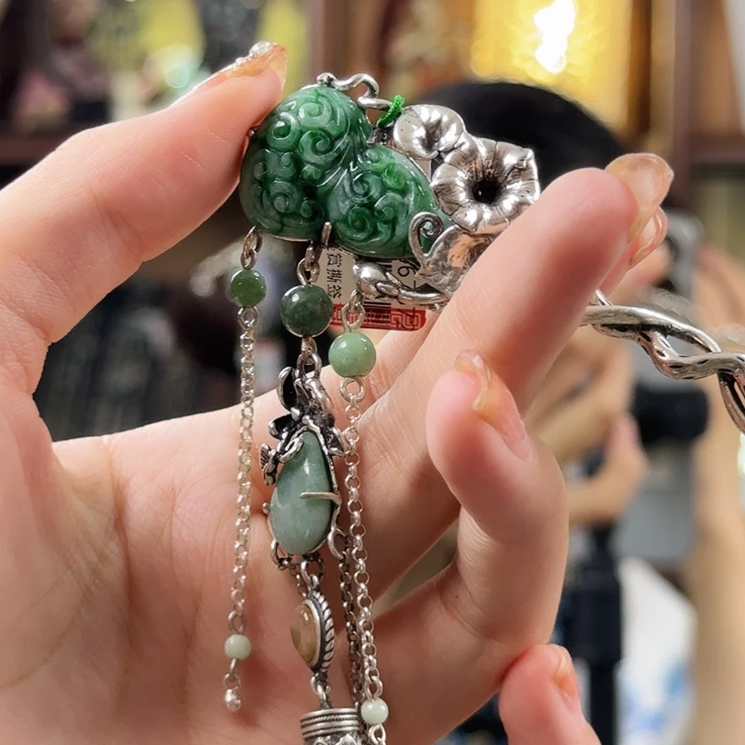 翡翠银S925镶嵌发饰