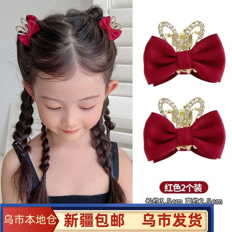 新疆包邮（一对装）儿童可爱立体兔耳朵蝴蝶结发夹抓夹夏季女童头饰