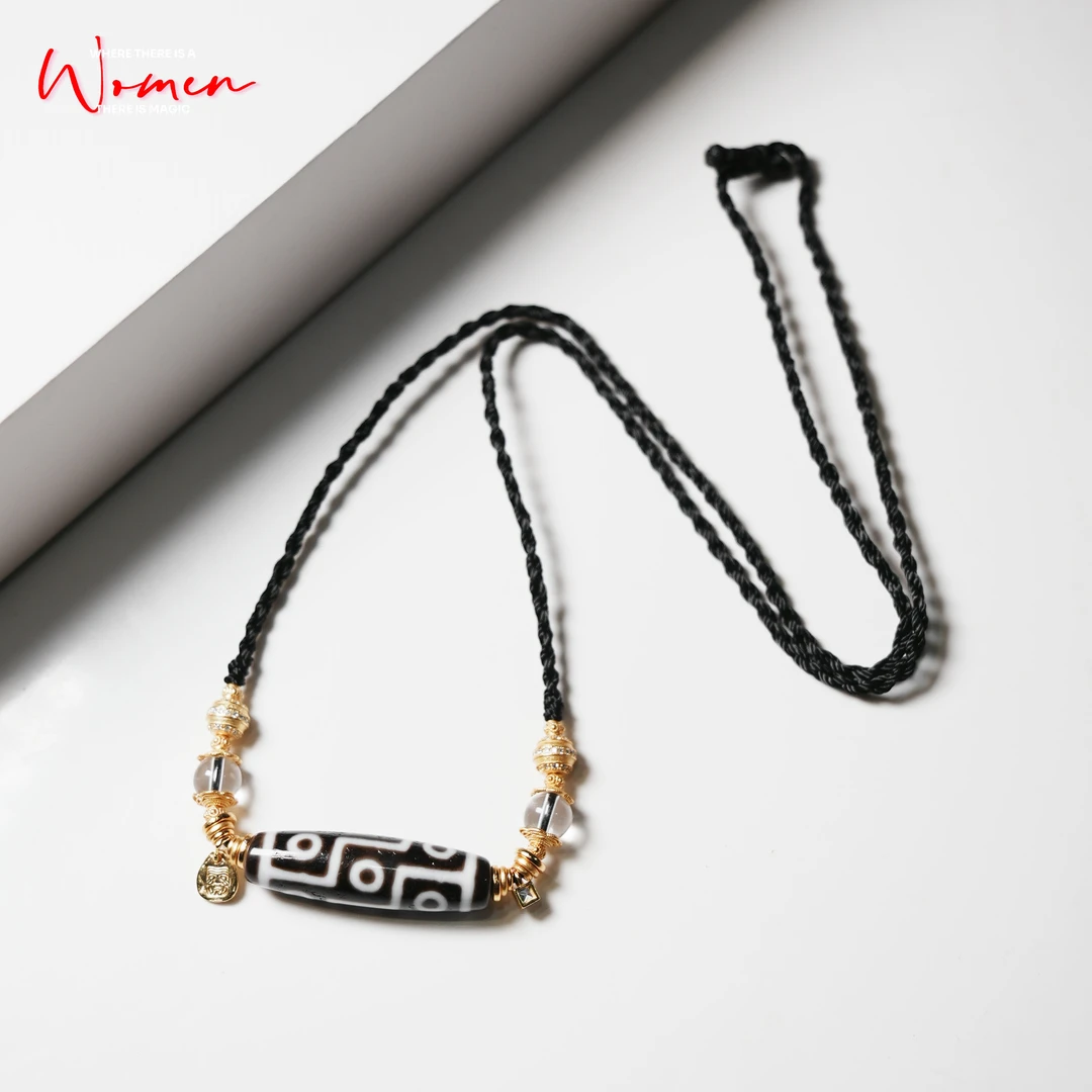 岚宫措|思金拉措-黑白九眼天珠项链L569