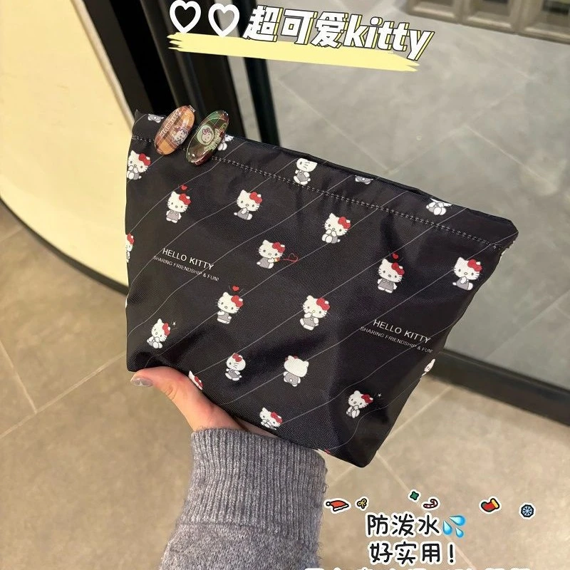可爱高颜值甜酷黑色kitty大容量防泼水化妆包包便携收纳洗漱包女
