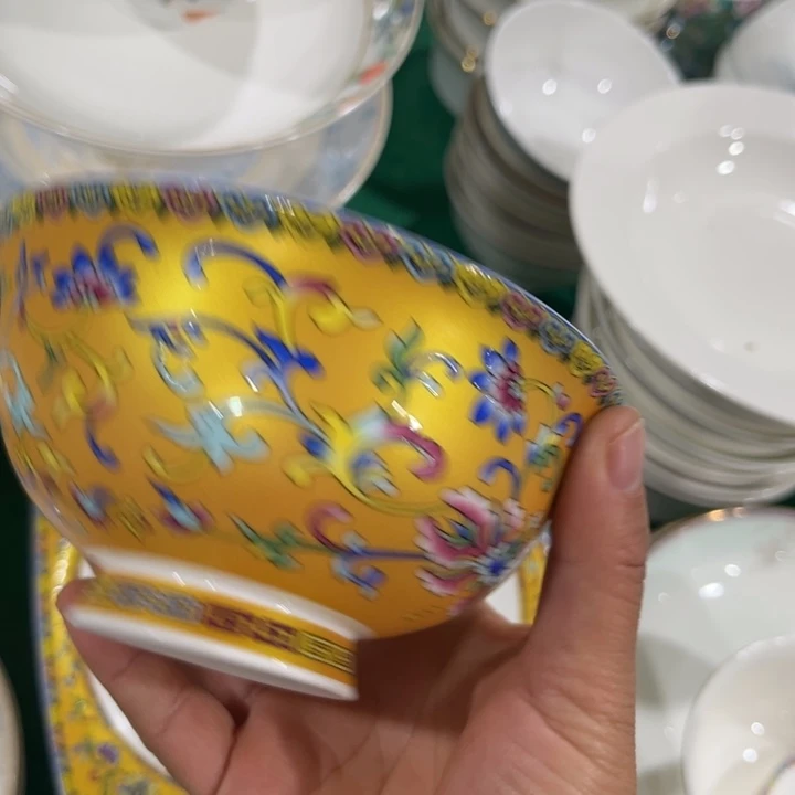 瓷片土豪金碗六个4.5寸