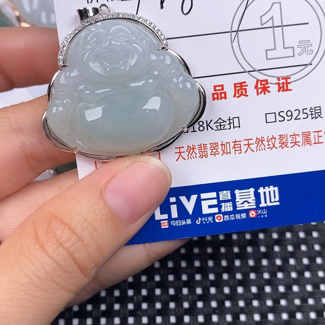 美***鱼翡翠银S925镶嵌颈饰
