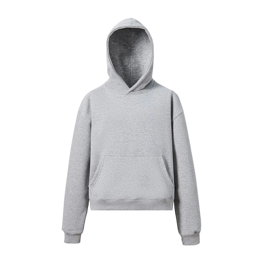 CEGFFH美式复古灰色连帽加绒卫衣新款加厚情侣短款上衣