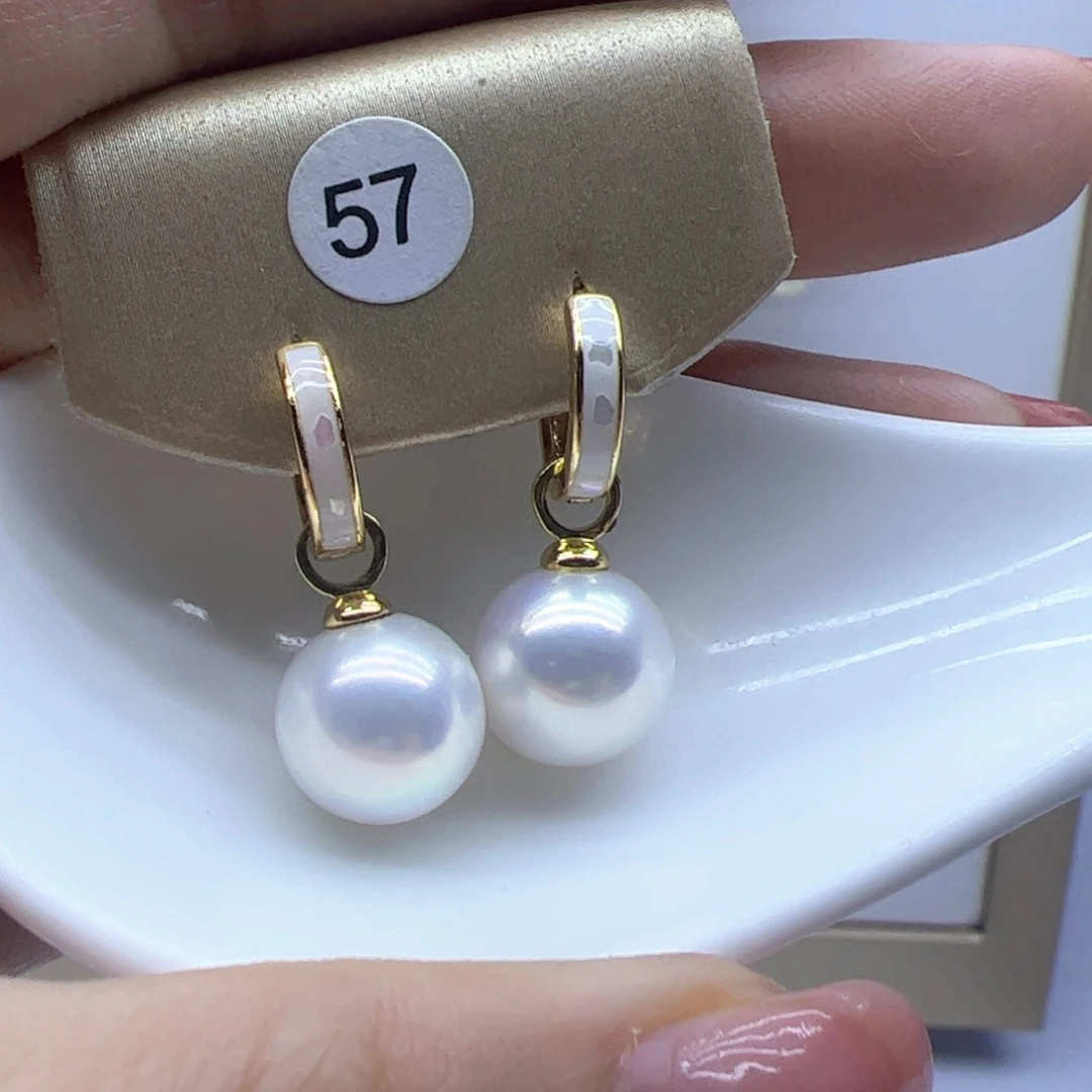 银S925镶嵌淡水珍珠耳饰