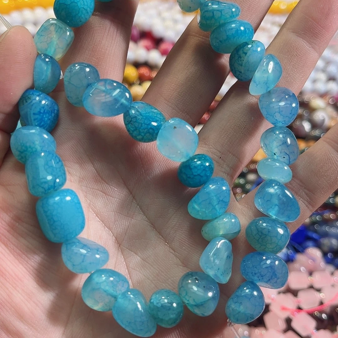 玛瑙/玉髓合金珠宝半成品蓝龙鳞玛瑙一条随行12mm