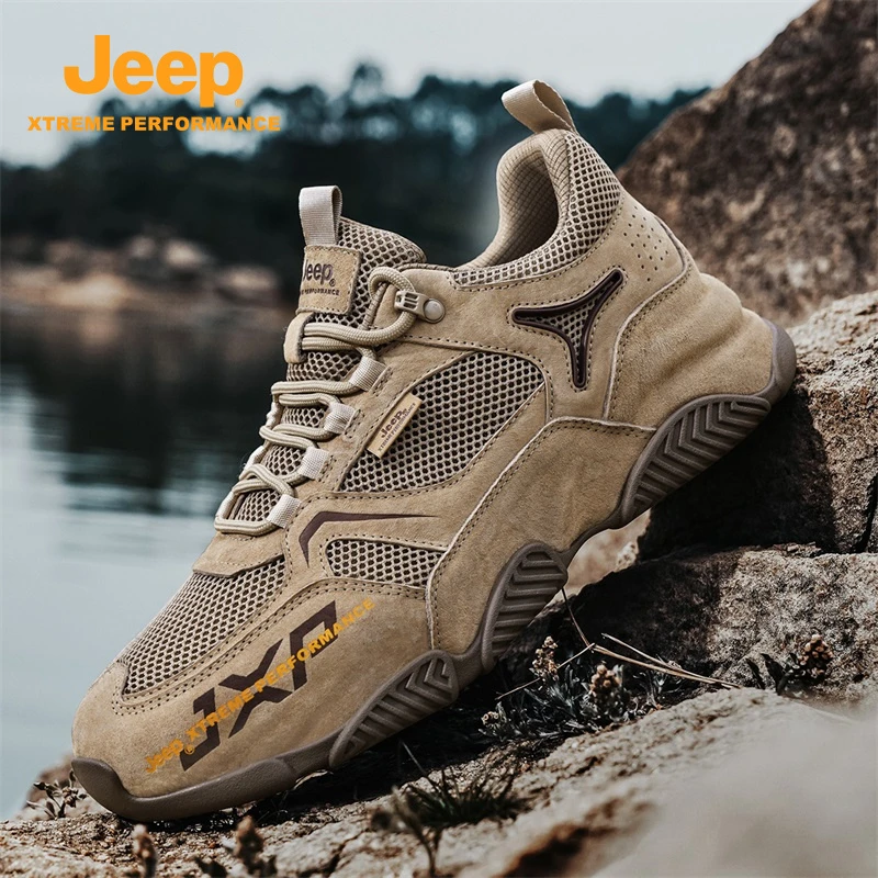 jeep吉普老爹鞋男鞋2025新款户外休闲运动透气防滑男鞋徒步登山鞋