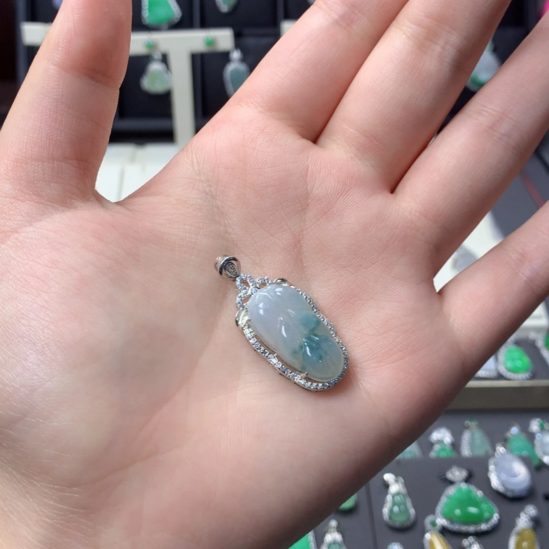 翡翠银S925镶嵌挂件