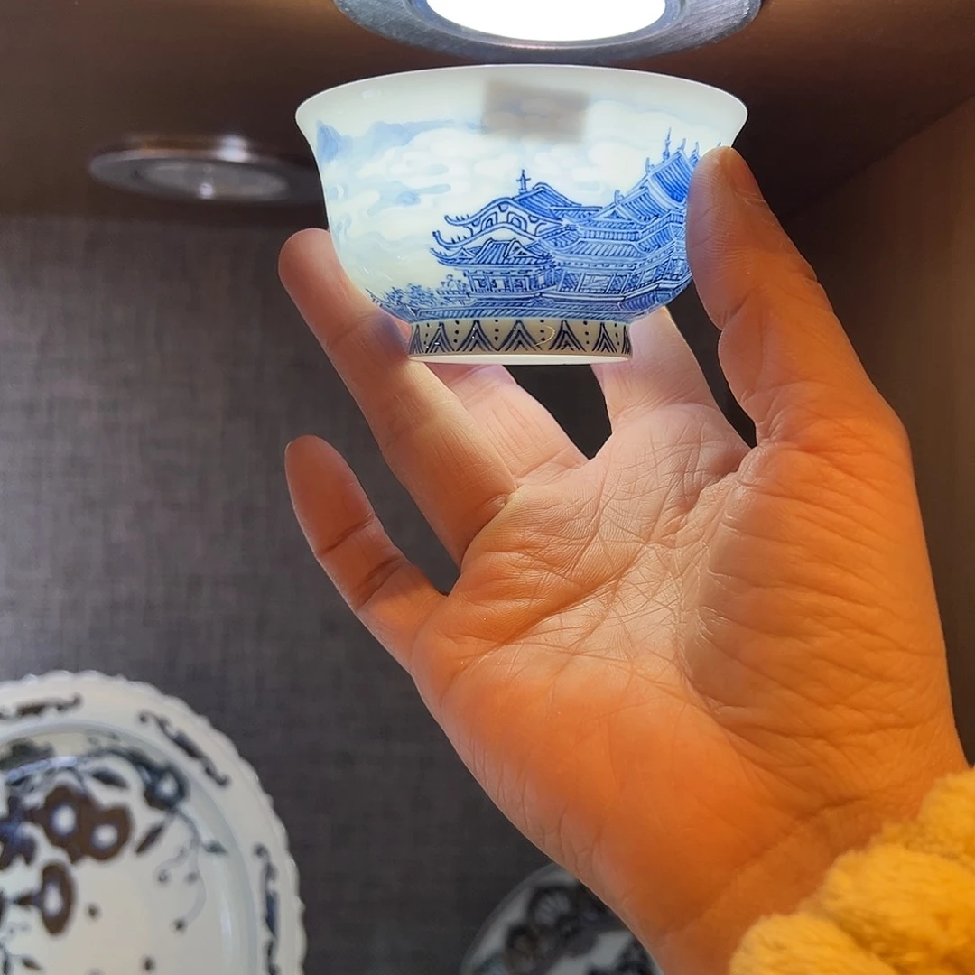 怡琅柴窑超薄胎楼阁杯