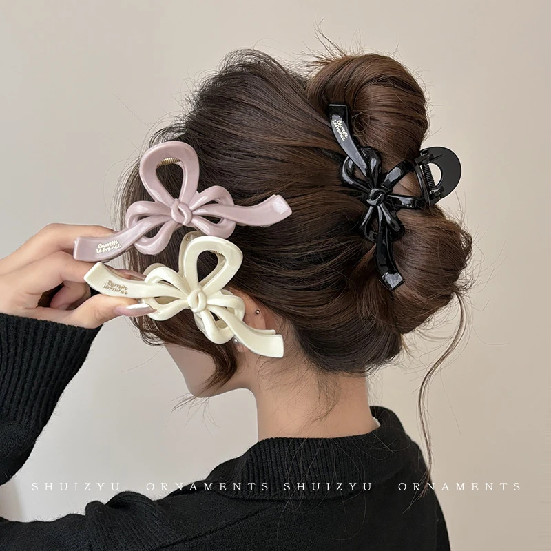 蝴蝶结抓夹女后脑勺鲨鱼夹盘发发夹头发发卡头饰中号夹子发量少