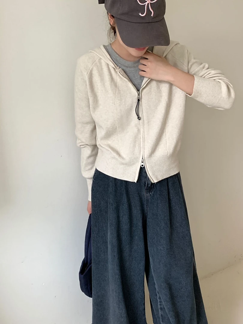 【YANZIJIA】春季百搭韩系休闲连帽针织衫（以直播间实物为准）