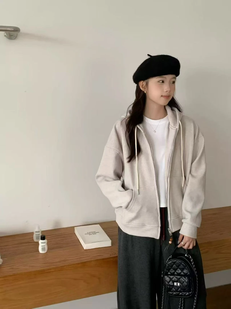 【NO退NO换】秋季连帽加绒卫衣显瘦拉链外套69116（福利款）