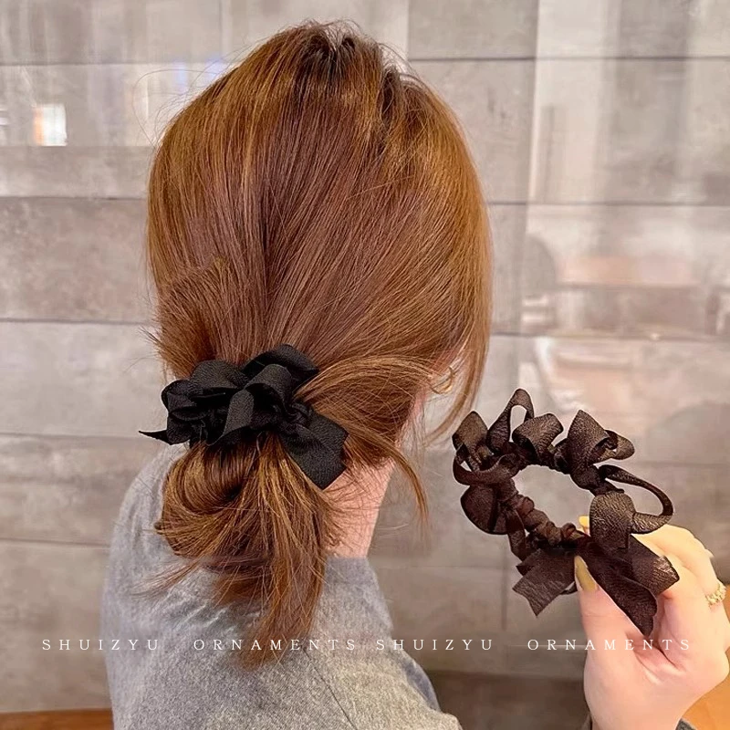 韩国东大门同款发圈小众设计师发绳手工编织蝴蝶结小肠头扎发皮筋