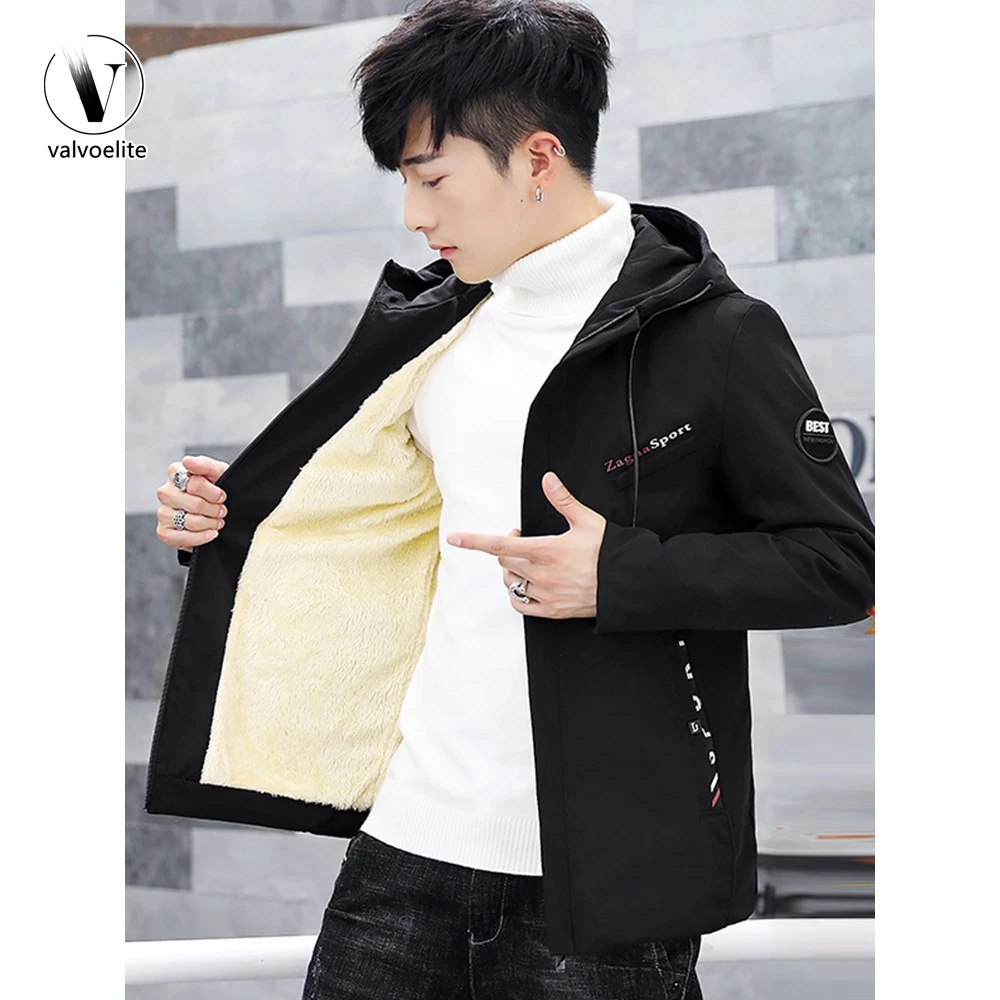 VALVOELITE男士加厚夹克韩版休闲冬季衣服青少年外衣百搭加棉外套
