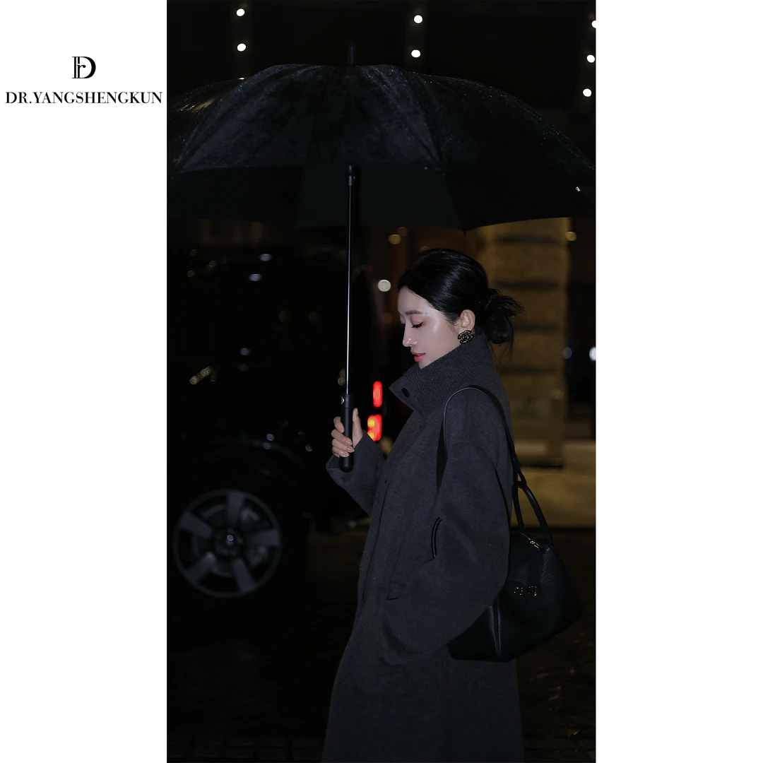 杨圣坤2025新品羊绒澳洲羊毛混纺高级感立领宽松毛呢大衣TR259309