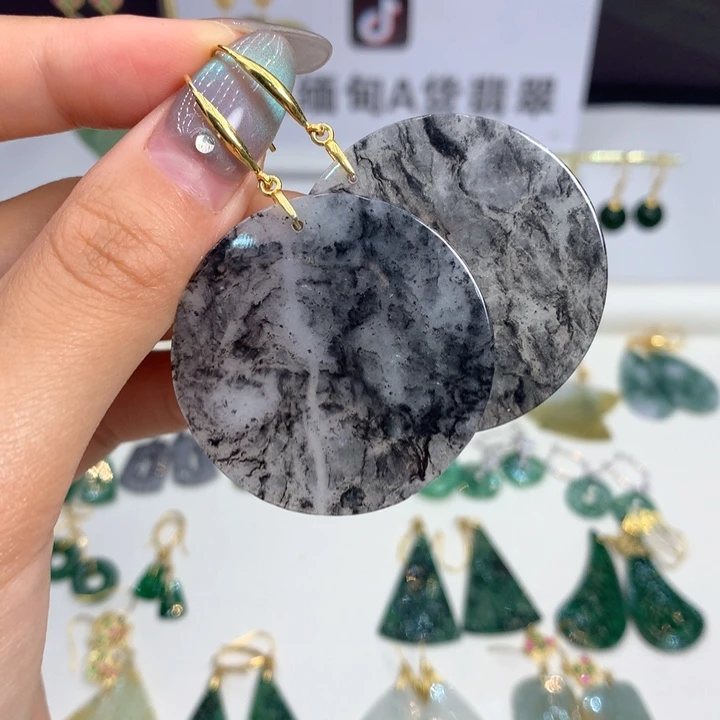 翡翠银S925镶嵌耳饰耳饰