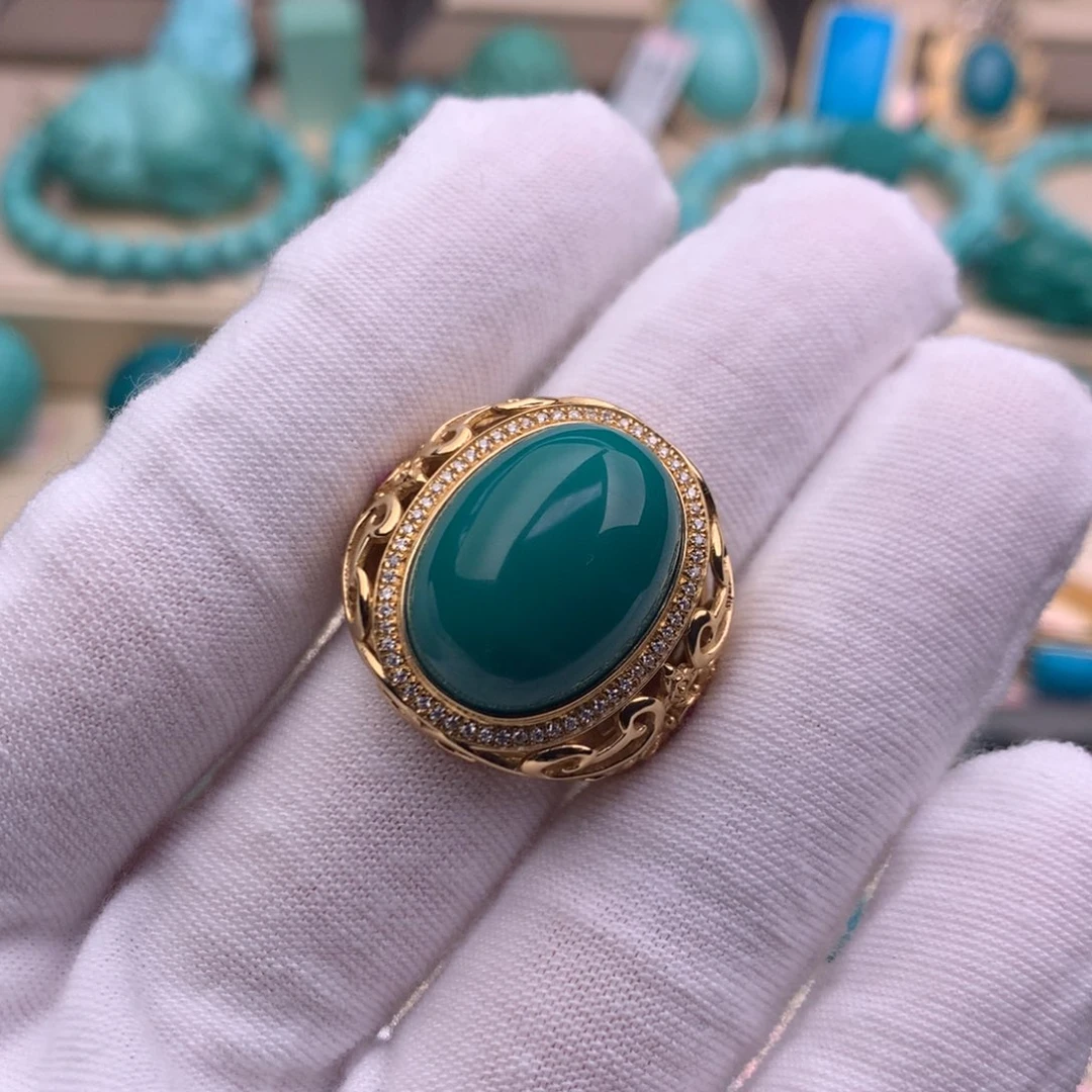 绿松石18K金镶嵌珠宝奇石