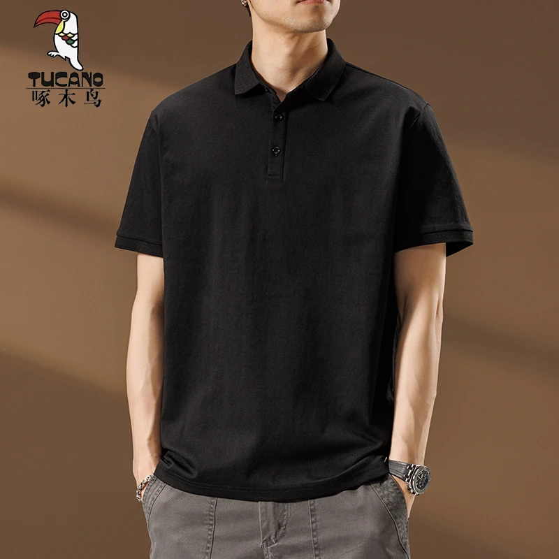 啄木鸟短袖Polo衫男士夏季新款潮流翻领上衣服宽松休闲大码t恤男T