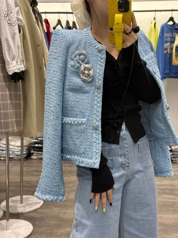 小香上衣法式百搭短外套纯色网红