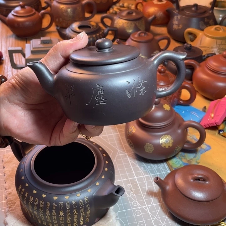 茶壶紫泥平盖莲子老紫泥