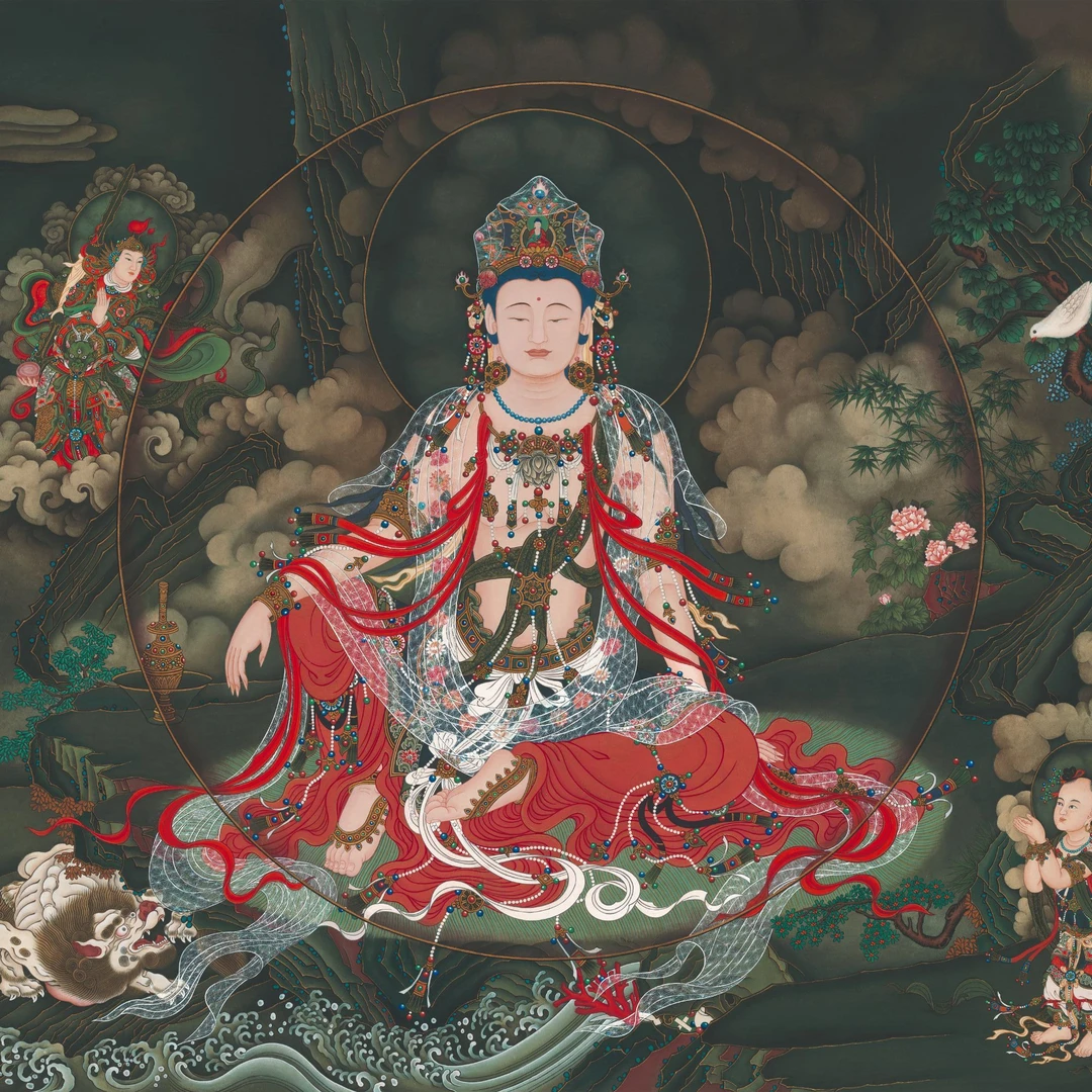 水月观音唐卡藏式精美手工AK-1633