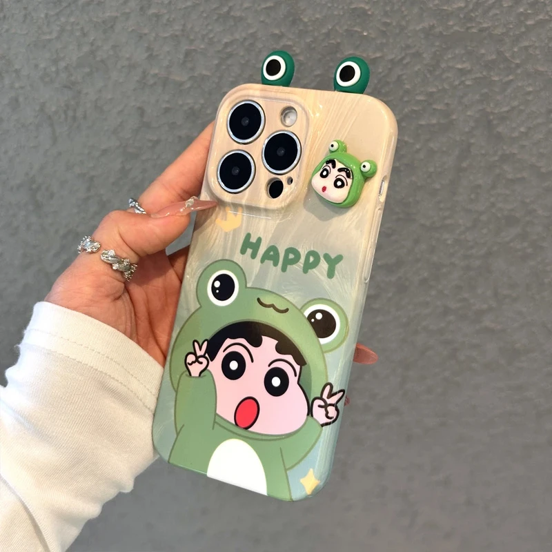 BANCA立体青蛙小新适用苹果16/15pro菲林手机壳华为vivo小米oppo