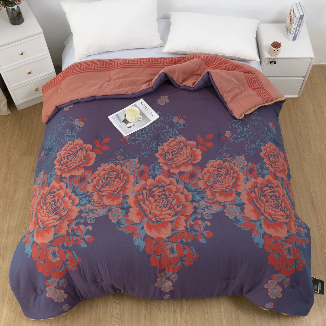 【景岚春色】2.0*2.3M高端纯棉双层纱银离子柔软亲肤机洗秋冬盖被