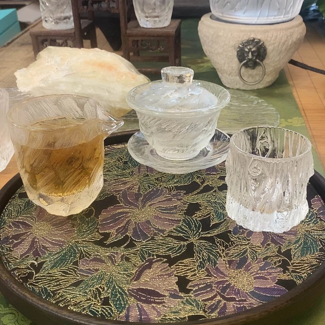 琉璃手工艺品盖碗+鹰嘴+树桩