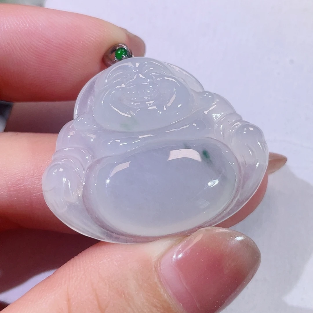 翡翠18K金镶嵌颈饰佛公