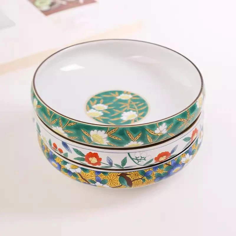 日本进口宫廷风陶瓷饭碗日式家用小吃盘面碗沙拉果盘浅钵菜盘餐具
