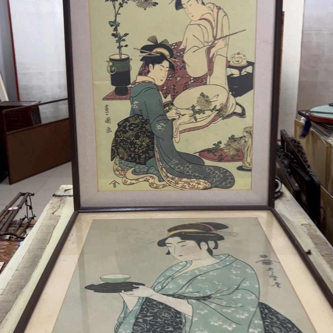 眠***堂绘画屏风框画茶空间设计