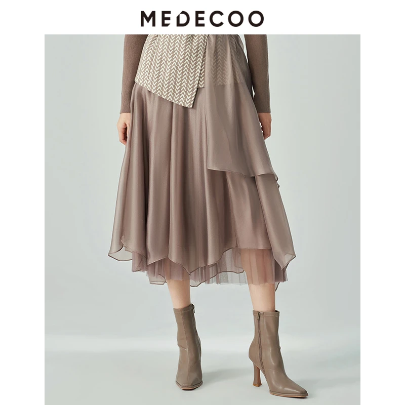 【妍妍专属】墨蒂珂冬季新 百褶不规则摆显瘦A字半身裙MHD70312